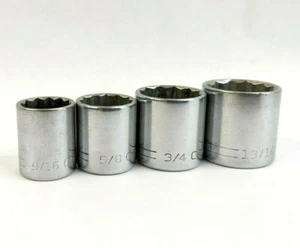 Craftsman 3/8" Drive 12 Point Socket Lot Set of 4 - V - 13/16, 3/4, 5/8, 9/16 US - Bild 1 von 4