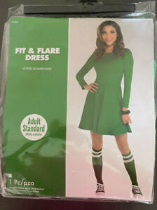 Amscan Fit  & Flare Green Dress Womens Halloween Costume Up To Size 8 Cosplay