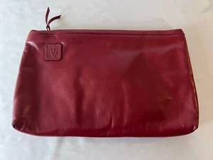 Vintage Anne Klein for Calderon dunkelrot Echtleder Handtasche Clutch Etui Bag - Bild 1 von 6