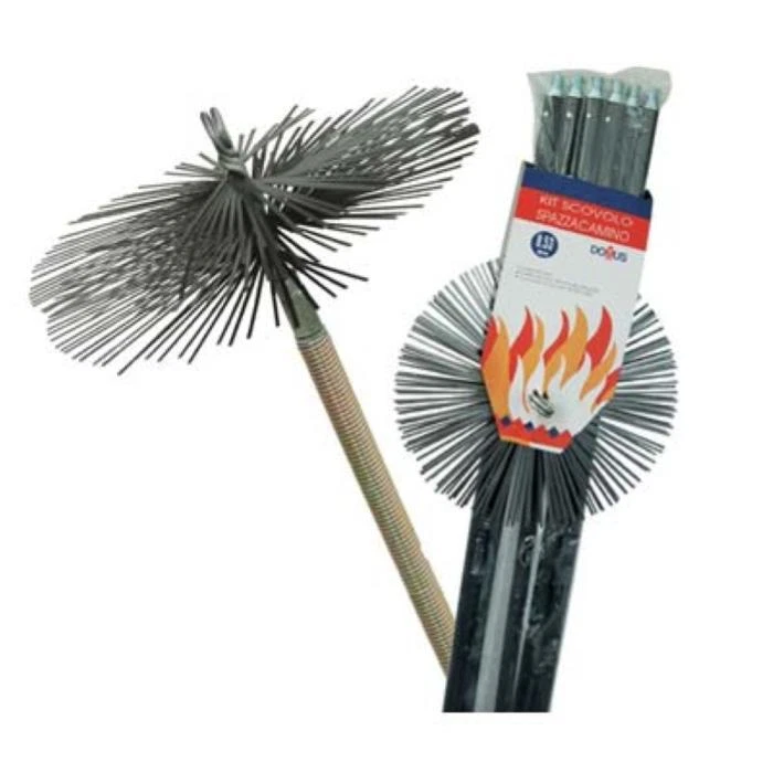 DOMUS KIT SPAZZACAMINO 8,40 mt SCOVOLO CAMINO 25 cm IN ACCIAIO PULIZIA CANNA FUMARIA