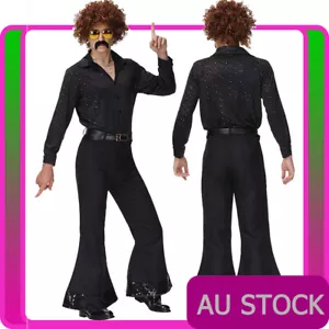 Mens 60s 70s Costume Hippie Hippy Retro Groovy Party 1970s Disco Dancer Dance - Picture 1 of 5
