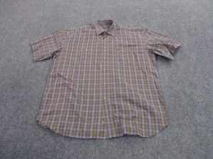 Dunhill Shirt Adult M Blue Brown Plaid Lightweight Work Business Casual Mens - Picture 1 of 8