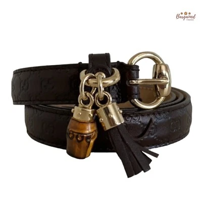 Authentic Gucci Brown Microguccissima Leather Slim Horsebit Buckle Belt 75/30 - Image 1 of 4