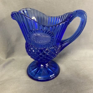 Vintage Fostoria Avon Kobaltblau Glas George Washington Mt Vernon Milchkännchen Krug - Bild 1 von 6