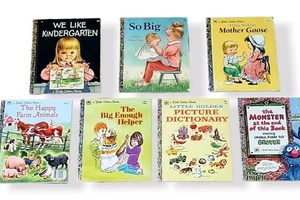 Vintage Little Golden Books 1970s So Big Kindergarten Sesame Street Mother Goose - Picture 1 of 13