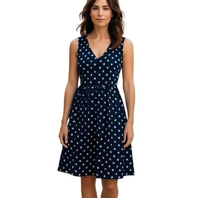 Vestido Everly Mini S Azul Ajuste y Acampanado Lunares Pin Up Retro Clásico Caprichoso Foto 1 de 4