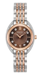Bulova Diamont silver & rosegold steel ladies watch 98R230 - Picture 1 of 1