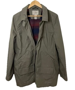 VTG LL Bean Khaki Fireside Field Jacket Barn Chore Coat Flannel Lined Women XL - Picture 1 of 20