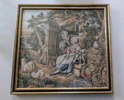 Tapiz enmarcado vintage de mediados de siglo 22"x21" Foto 1 de 4