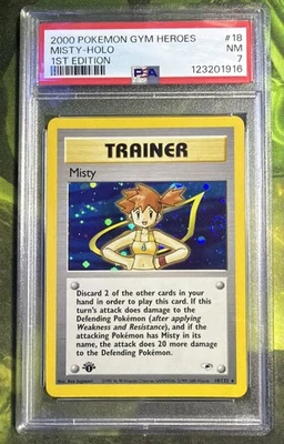 1st Edition Misty Holo 18/132 - Gym Heroes - PSA 7 NM - Image 1 of 4