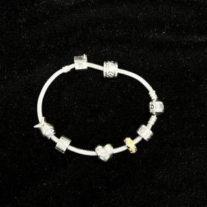 Pandora Sterling Silver 925 Charm Bracelet, With 7 Pandora Charms, 32.2g, 7.5in - Picture 1 of 8
