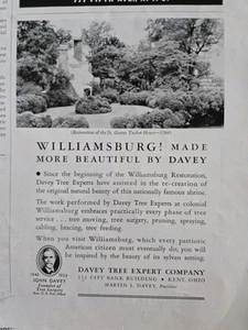 1937 Davey Tree Expert Company Williamsburg Virginia anuncio de colección - Imagen 1 de 1