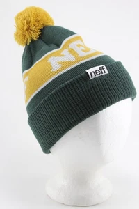 NEFF Logo Pom Beanie, One Size Fits Most, Green / Gold - Picture 1 of 3