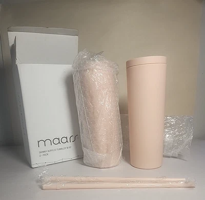 Vasos de acrílico ajustados Maars Drinkware rosa 18 oz paquete de 2 nuevos Foto 1 de 3