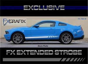 2010 - 2012 Ford Mustang Extended Strobe Side Rocker Stripe #1 Quality Stripes - Foto 1 di 2