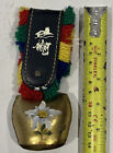 Vintage Cow Bell Brass Decorated Design Collectable Swiss Painted Embroidered 