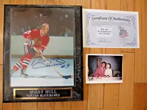 Bobby Hull Chicago Blackhawks handsigniertes & gerahmtes 8x10 Foto auf Plakette mit Echtheitszertifikat. - Bild 1 von 2