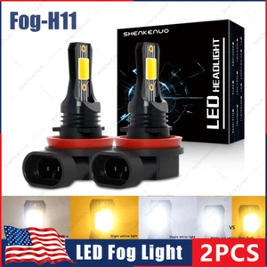 H11 H8 H9 H16 LED Fog Light Bulbs Dual Color 6K White + 3K Yellow Strobe Flash - Picture 1 of 10