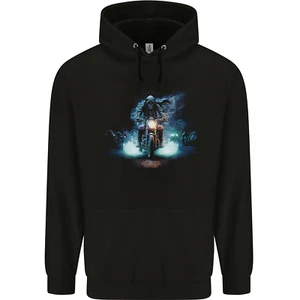 Skull Biker Motorcycle Motorbike Grim Reaper 29 Childrens Kids Hoodie - Picture 1 of 3