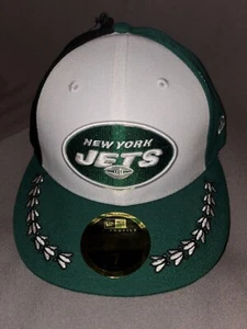 NEW ERA 59 FIFTY NFL NEW YORK JETS FITTED MENS HAT SZ 7 GREEN WHITE BLK LOW PROF - Picture 1 of 5
