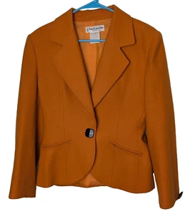 Vintage Guy Laroche Designer Women's Orange New Wool Blazer Size XS Jacket - Picture 1 of 10