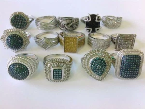 14- VERY NICE Ladies Sterling Silver Cluster Diamond Rings. GREAT BUY NOW!! - Picture 1 of 11