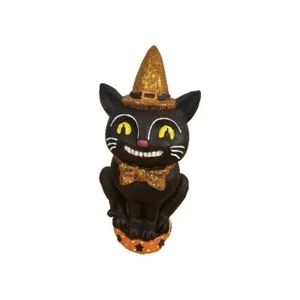 Halloween Vintage Style Black Cat Resin Tabletop Statue Figurine Decor 10" - Picture 1 of 7