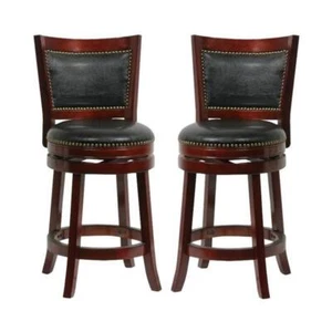 Home Square 24" Bristol Swivel Bar Stool in Cherry - Set of 2 - Picture 1 of 5