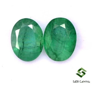8x6 mm Certified Natural Emerald Oval Cut Pair 2.44 CTS Untreated Loose Gemstone - Picture 1 of 4