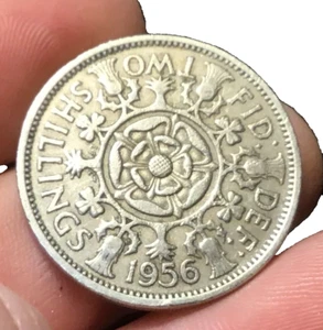 1956 GREAT BRITAIN TWO SHILLINGS, 2 Shillings England, British - Picture 1 of 12