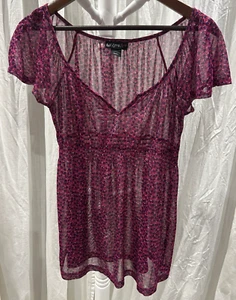 Vintage Self Esteem Babydoll Oberteil durchsichtig Blumen Fee Grunge Whimsigoth Mall Y2K Small - Bild 1 von 7