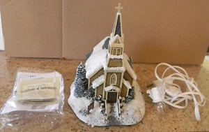 Terry Redlin Hawthorne Village Winter Memories Birch Valley Church COA & Papers - Picture 1 of 8