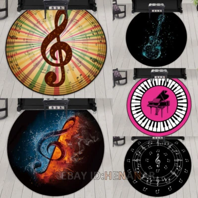 Piano Drum Note Carpet Round Floor Mat Home Decorate Area Rugs Multi-function - Image 1 of 4