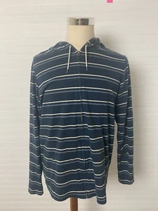 Camisa Nike Para Hombre Mediana Azul Rayas Con Capucha Cremallera Completa Bolsillos Manga Larga - Imagen 1 de 9
