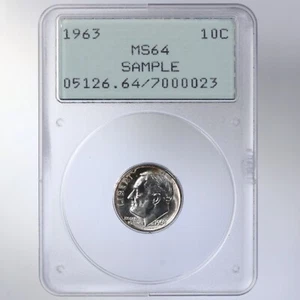 1963 Roosevelt 10C PCGS Certified MS64 Sample Old Green Label Rattler Holder - Picture 1 of 4
