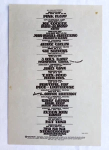 PINK FLOYD & Others Bill Graham 9.23-11.25 Menu Handbill 1st Print / Post Paid - Picture 1 of 5