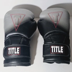 Guantes de combate Title Boxing Platinum Proclaim gancho y bucle - negros/plateados 16 oz - Imagen 1 de 24