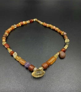 Ancient African Middle East Yamani Crystals Carnelian Old Agate Jewelry Beads - Picture 1 of 11