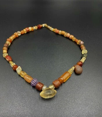 Antiguo África Medio Oriente Yamani Cristales Cornalina Ágata Antigua Joyería Cuentas Foto 1 de 4