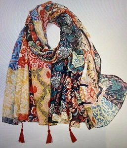 New Women’s Beautiful Long Floral Scarf/Wrap/Shawl~Multicolored~Polyester - Picture 1 of 4