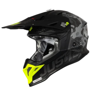 Taglia XL- Casco Uomo JUST1 J39 KINETIC Camo Nero Giallo Fluo Opaco Cross Enduro - Imagen 1 de 5