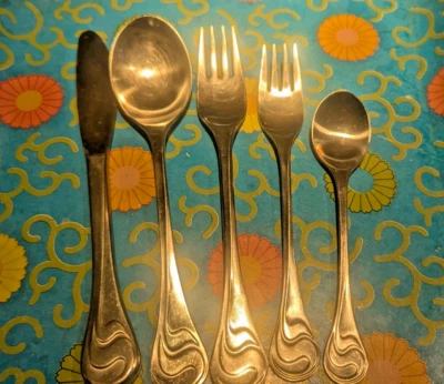 Rosenthal ASYMMETRIA Satin 18/10 Stainless GERMANY Flatware 1 Place Setting - Image 1 of 4