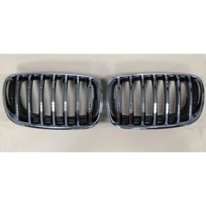 Fits BMW E71 X6/ E70 X5 SUV CHROME + BLACK FRONT HOOD GRILLE KIDNEY GRILL 1SET - Picture 1 of 4