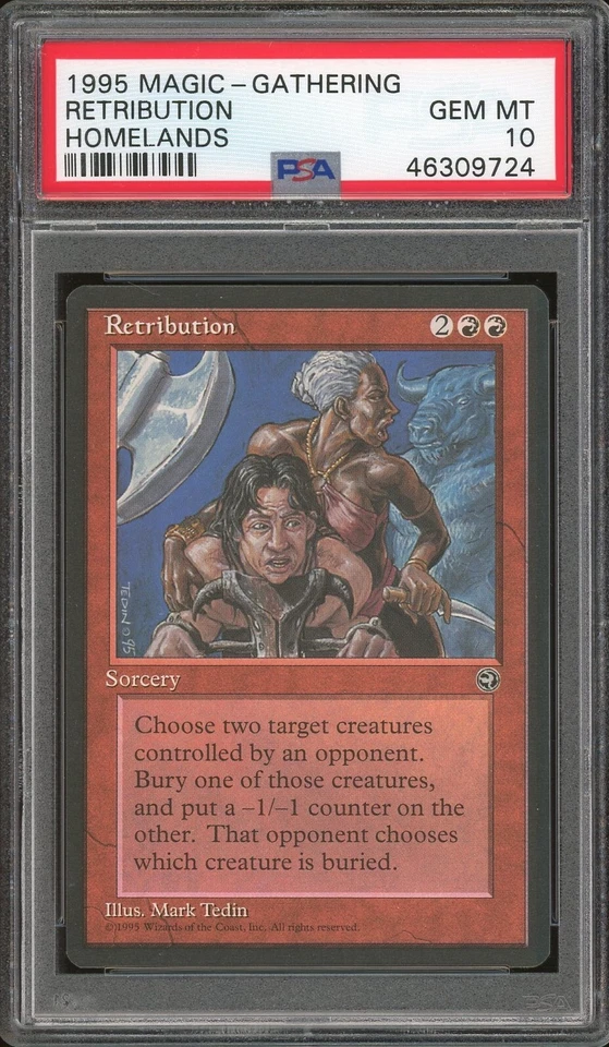 1995 Magic the Gathering MTG Homelands Retribution PSA 10 Pop 3 Mark Tedin - Image 1 of 2