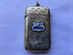 C1910 ALLAN LINE R.M.S.VIRGINIAN VERSILBERT & HANDEMAILLIERT SOUVENIR VESTACASE - Bild 1 von 8