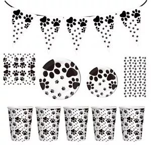 Dog Puppy Party Supplies Paw Tableware Plates Balloons Cups Birthday Decorations - Bild 1 von 22