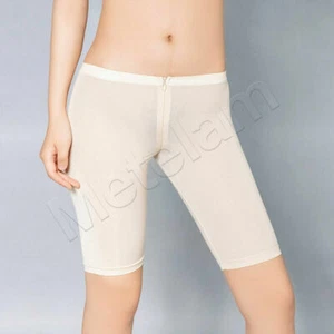 Women's Sheer Silky Shiny Stretch Leggings Full Zipper Spandex Shorts Underwear - Picture 1 of 25
