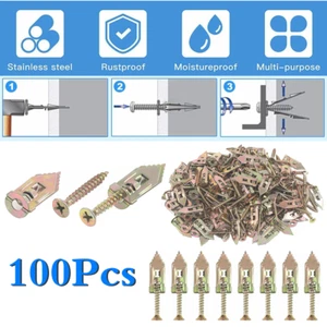100 piezas Tornillos de grifo de pared de acero al carbono de acero al carbono Anclas Autoperforados Hardware - Imagen 1 de 10