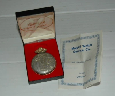 Vintage Majestron  Pocket Watch Box Andre Rivalle 17 Jewels As IS  Overwound? - Image 1 of 4