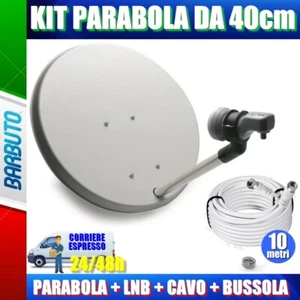 ANTENNA SATELLITARE PARABOLA ACCIAIO 40CM + LNB 2 + 10MT DI CAVO + BUSSOLA - Imagen 1 de 1